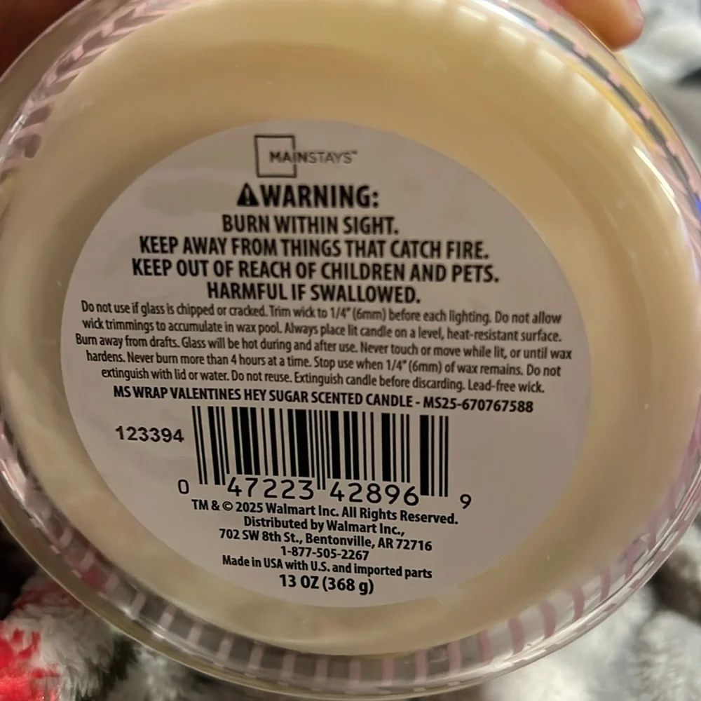NWT Mainstays Valentines Hey Sugar 3-Wick Candle, 13-Ounce